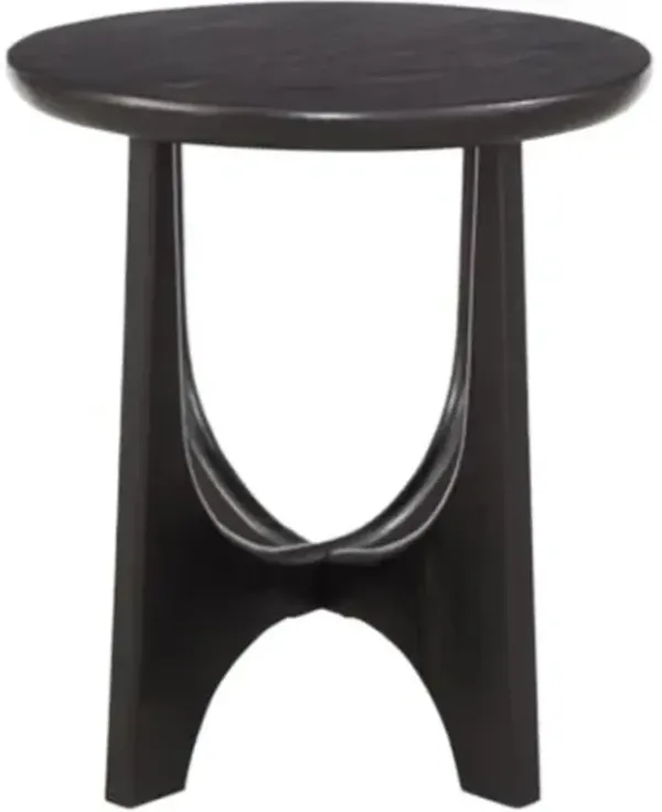 Andrea Round End Table - Black Matte Stain