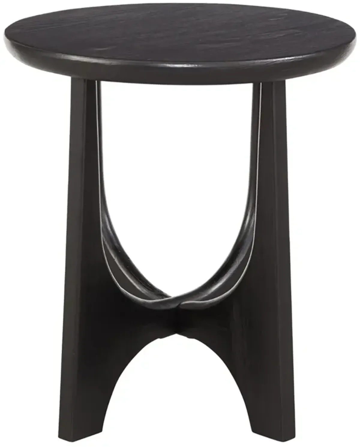 Andrea Round End Table, Black Matte Stain