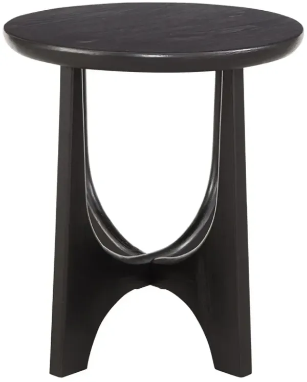 Andrea Round End Table, Black Matte Stain