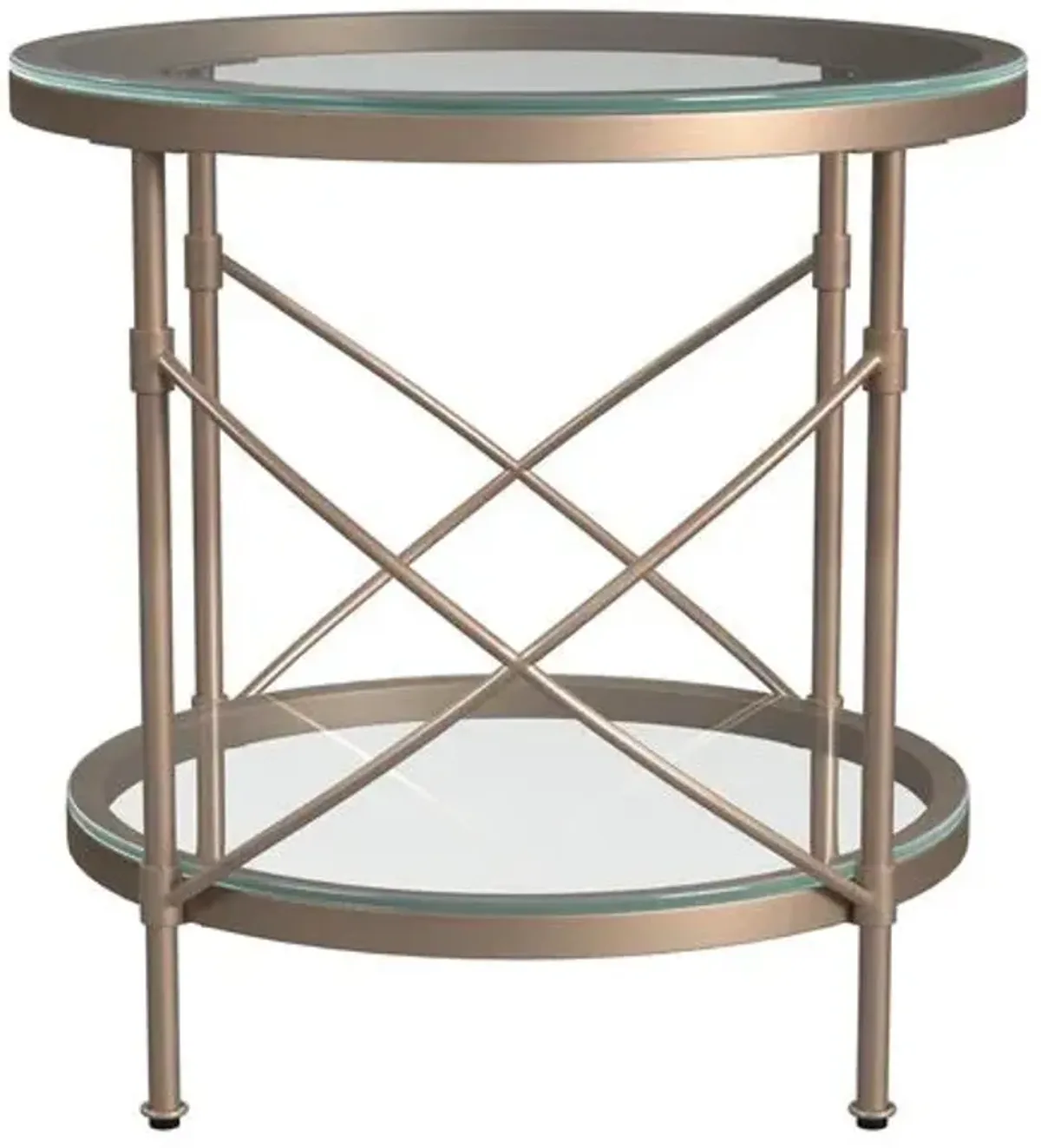 Heidi Round Glass End Table - Antique Gold