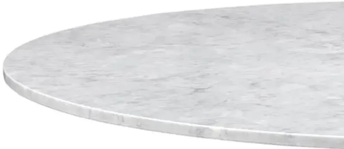 Zachary 48" Round Marble Top Dining Table - White/Washed Grey