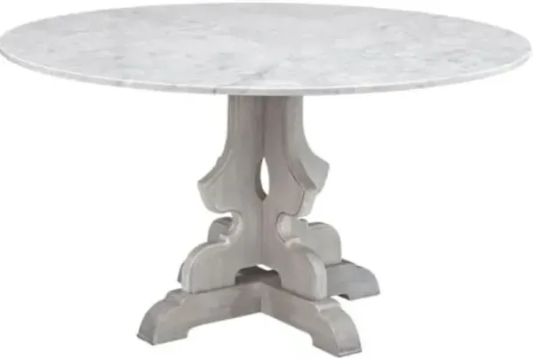 Zachary 48" Round Marble Top Dining Table - White/Washed Grey