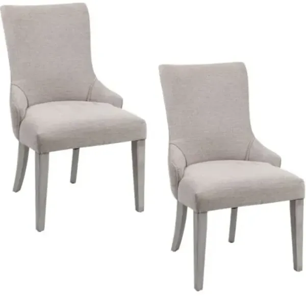 Set of 2 Zachary Linen Dining Chairs - Gray