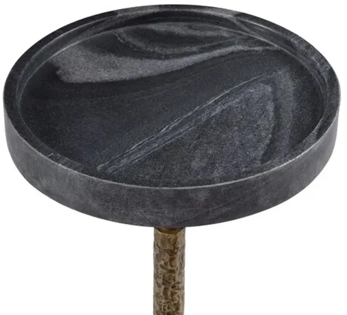 Soleil Marble Accent Table - Brass/Black - Gold - 23.5Hx12Wx12D in