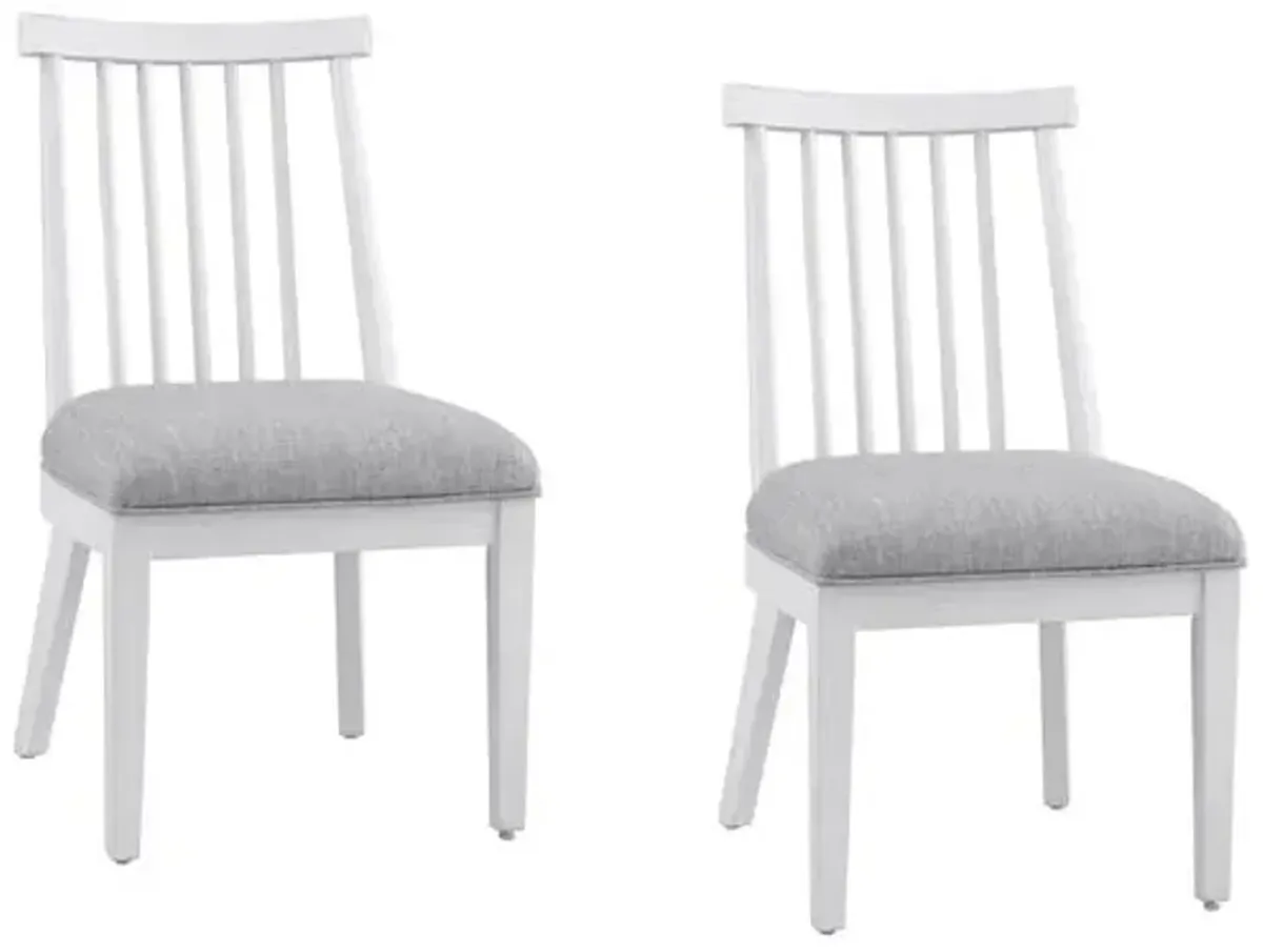 Set of 2 Cairo Linen Dining Chairs - Bright White Oak/Brushed Nickel