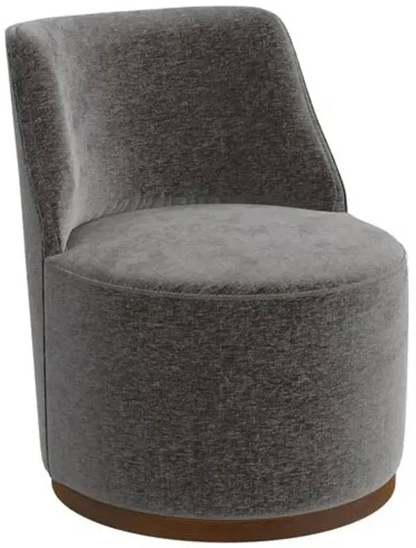 Robert Velvet Swivel Chair - Contessa Charcoal