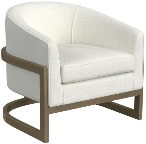 Eithan Chenille Accent Chair, Ivory/Gold