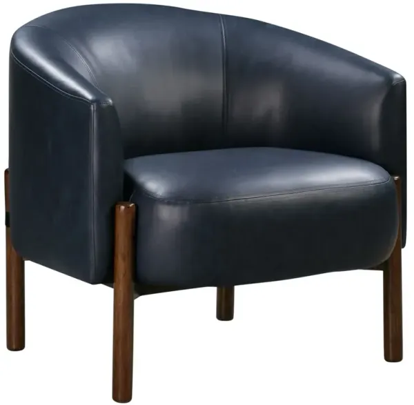 Jasmine Faux Leather Accent Chair, Navy