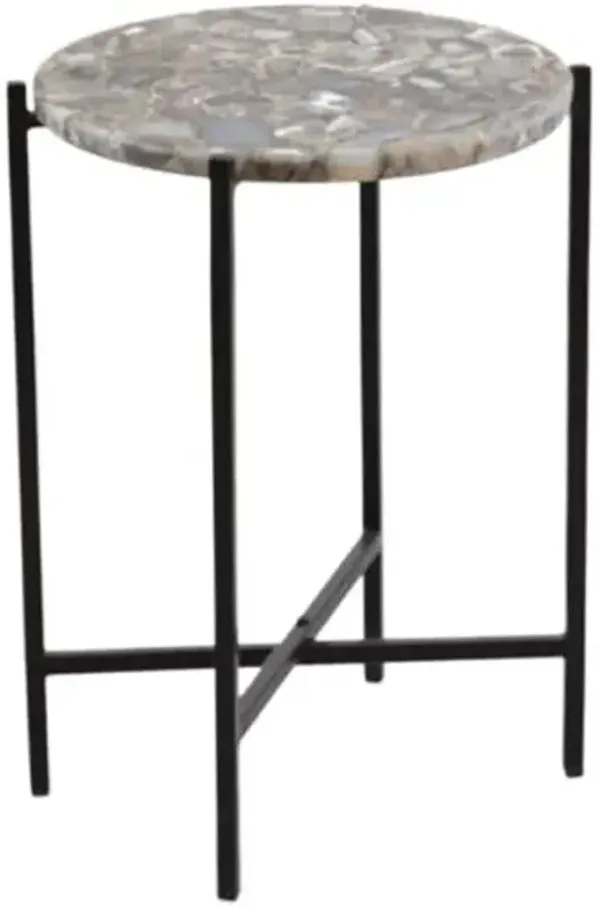 Steven Agate Accent Table - Black/Gray - 21Hx16Wx16D in