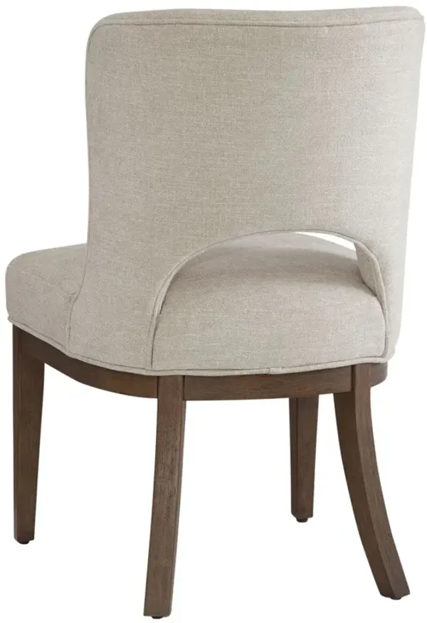 S/2 Oona Linen Dining Chairs, Clarkson's Sand/Chestnut Brown