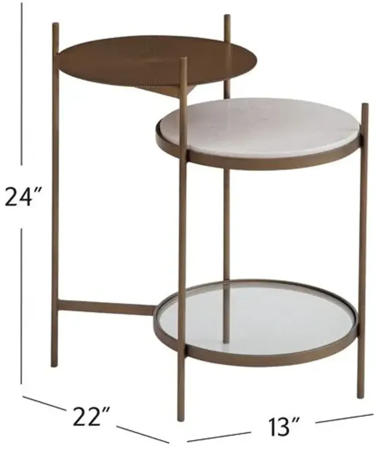 Claire Accent Table - Gold - 13Lx24Hx22Wx13D in