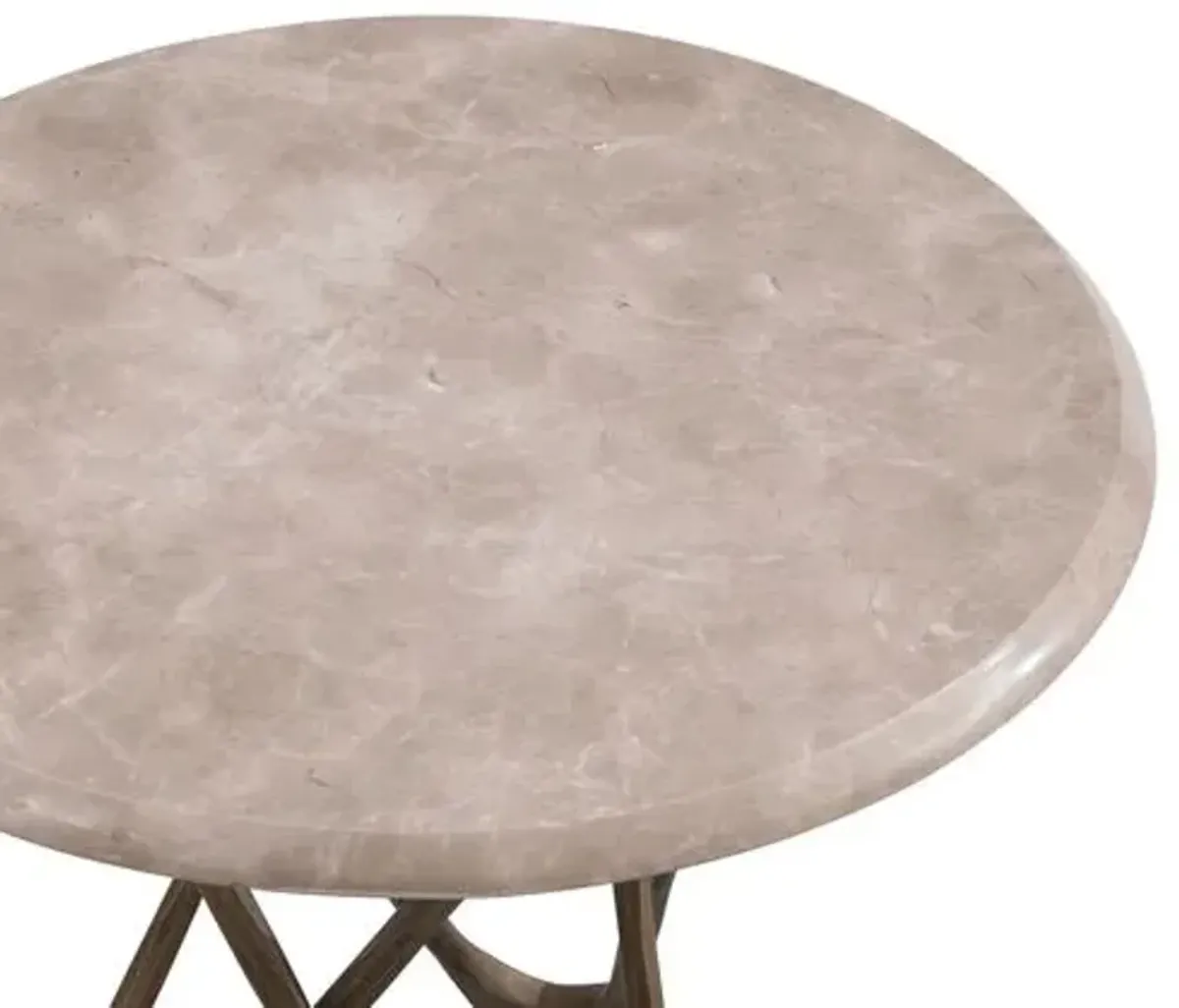 Sarah Marble Accent Table - Brass - Gold - 22Hx16Wx16D in