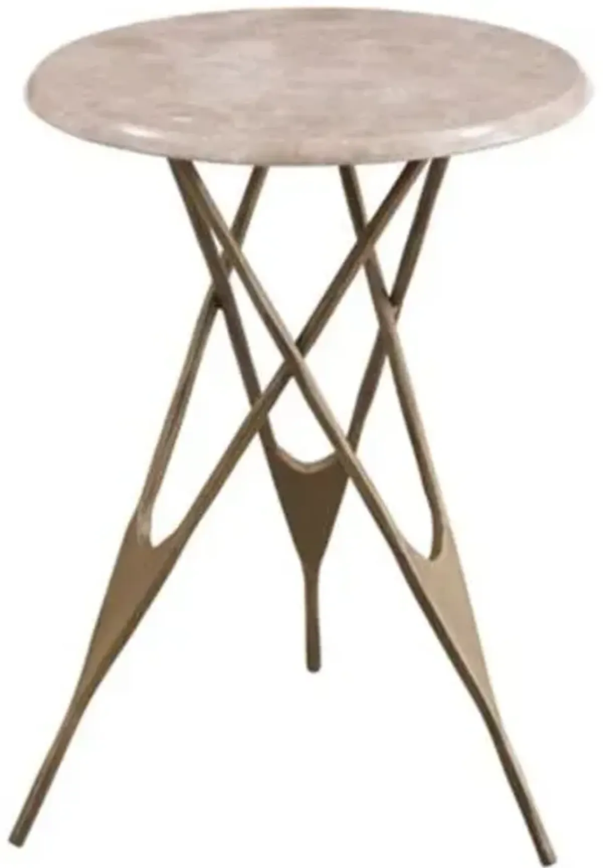 Sarah Marble Accent Table - Brass - Gold - 22Hx16Wx16D in