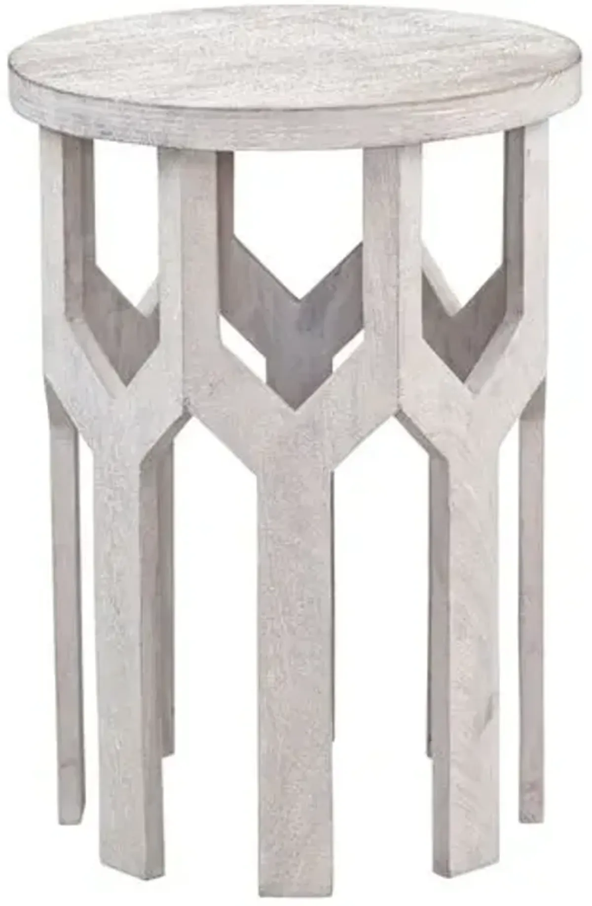 Wendy Round Accent Table - White Wash - 22Hx16Wx16D in