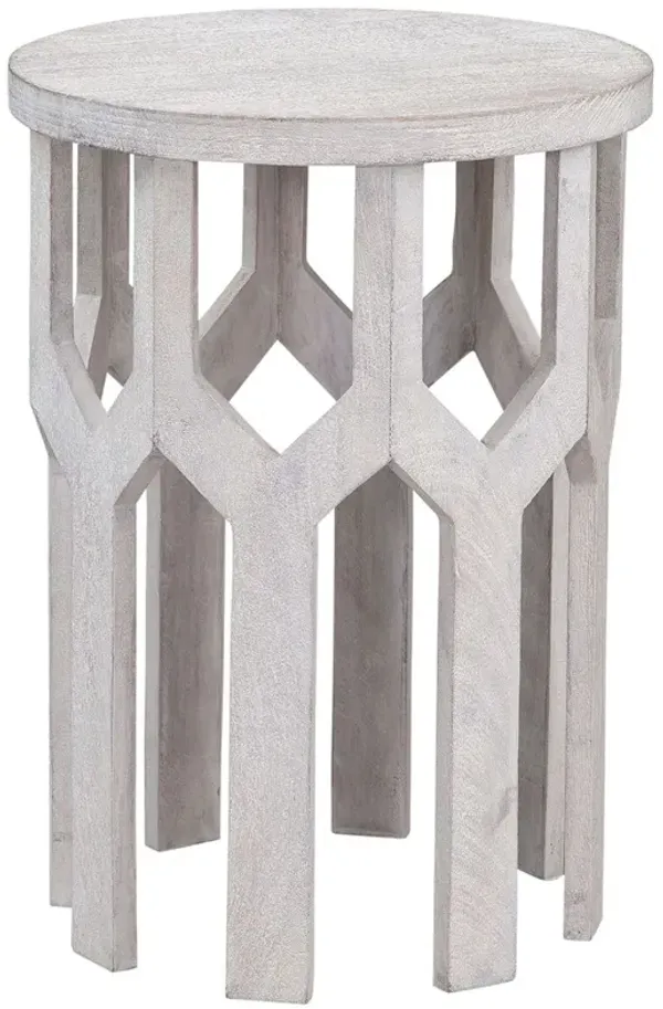 Wendy Round Accent Table, White Wash