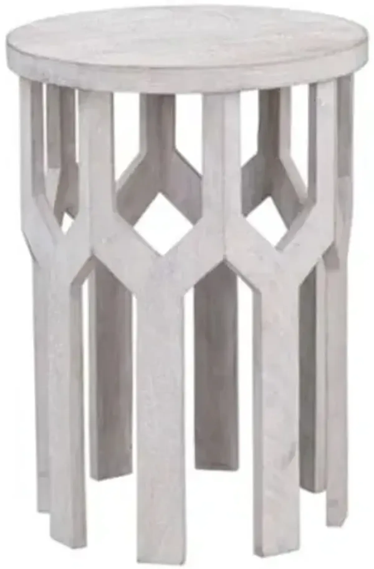 Wendy Round Accent Table - White Wash - 22Hx16Wx16D in