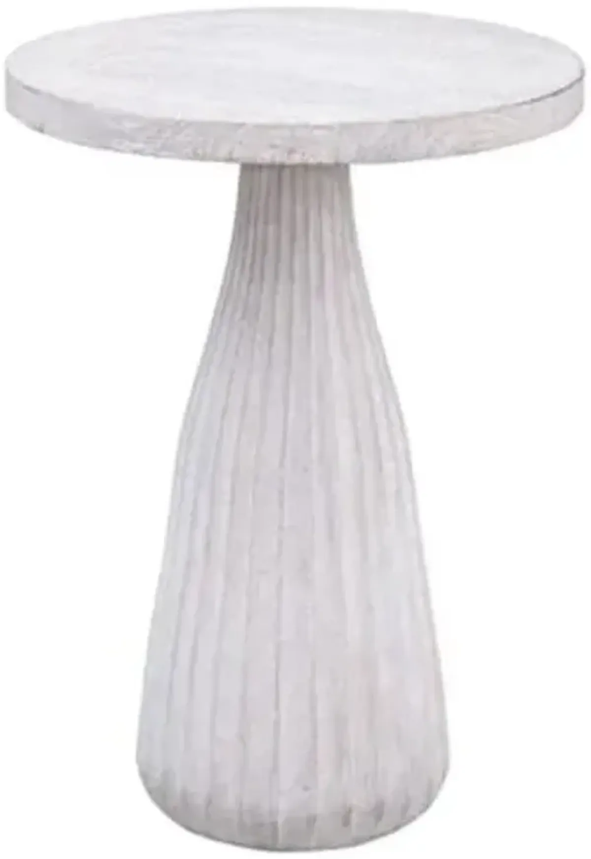 Andrew Fluted Accent Table - White Wash - 22Hx16Wx16D in