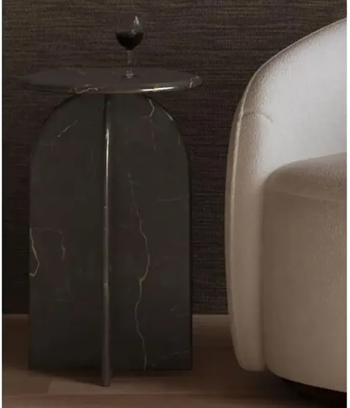 Aaron Marble Accent Table - Brown - 24Hx16Wx16D in