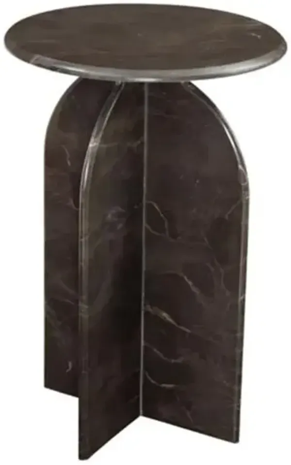 Aaron Marble Accent Table - Brown - 24Hx16Wx16D in