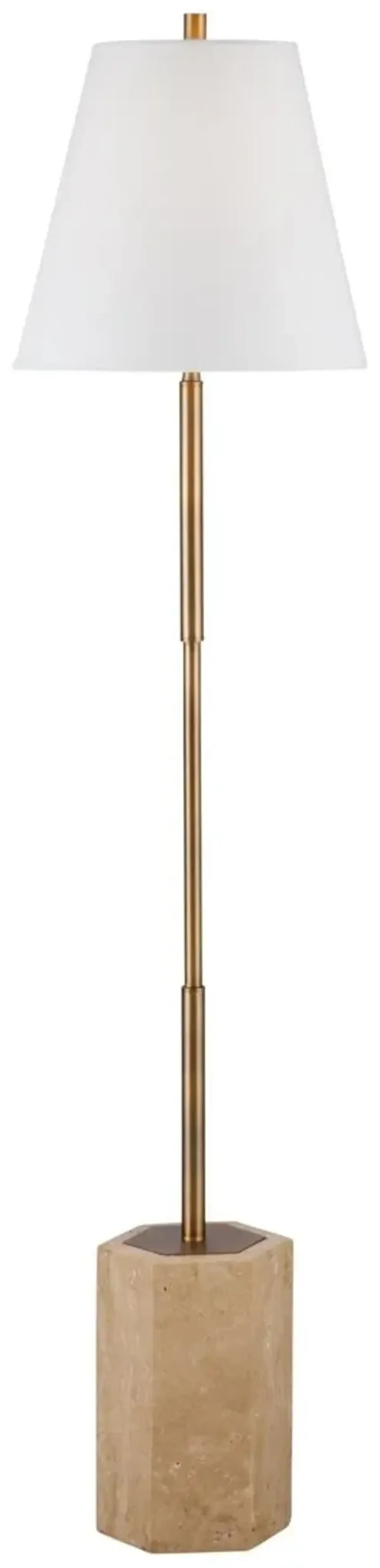 Matisse Travertine Floor Lamp - Brass/Natural