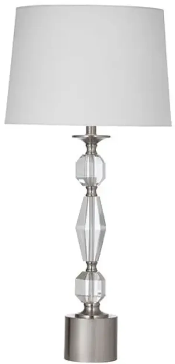 Martin Crystal Table Lamp - Clear/Brushed Silver