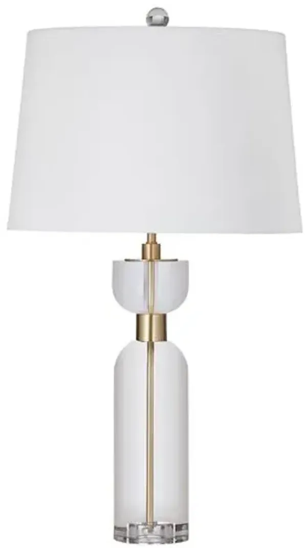 Peter Crystal Table Lamp - Clear/Brass - White