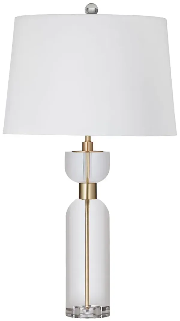 Peter Crystal Table Lamp - Clear/Brass - White