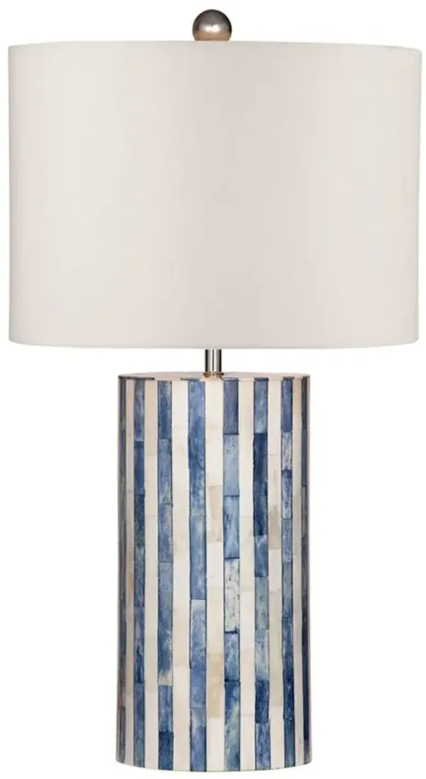 Thomas Bone Inlay Table Lamp, White/Blue