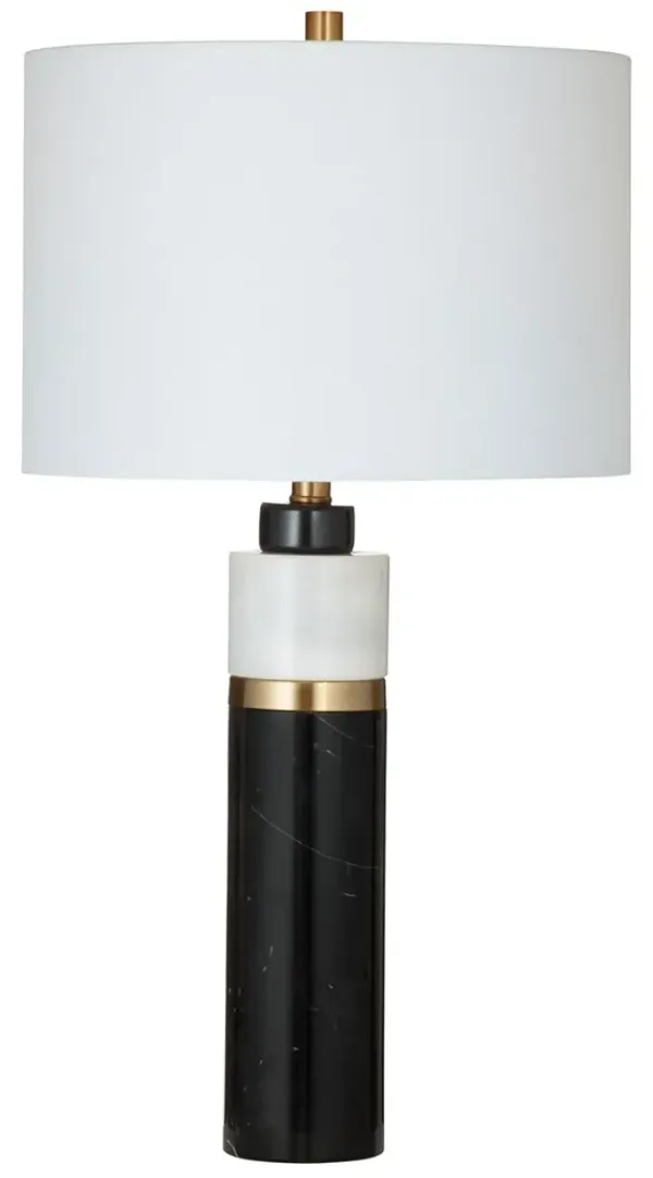 Eva Marble Table Lamp - Black/White/Brass