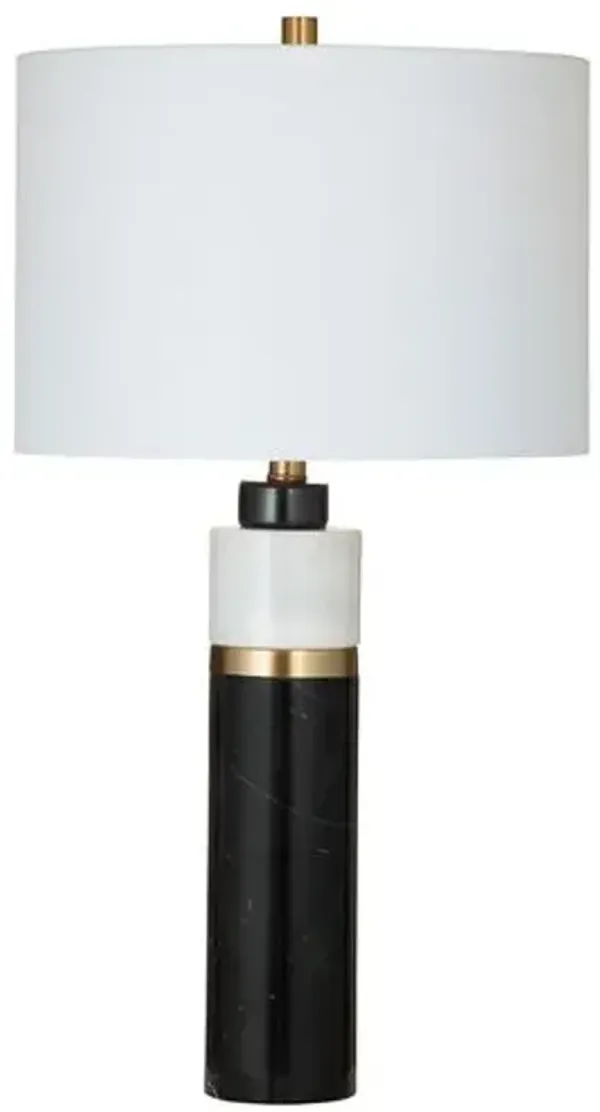 Eva Marble Table Lamp - Black/White/Brass