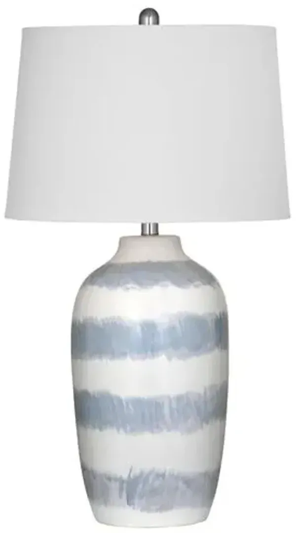 Heather Ceramic Table Lamp - Cream/Blue