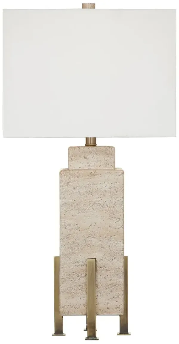 Karen Travertine Table Lamp - Beige