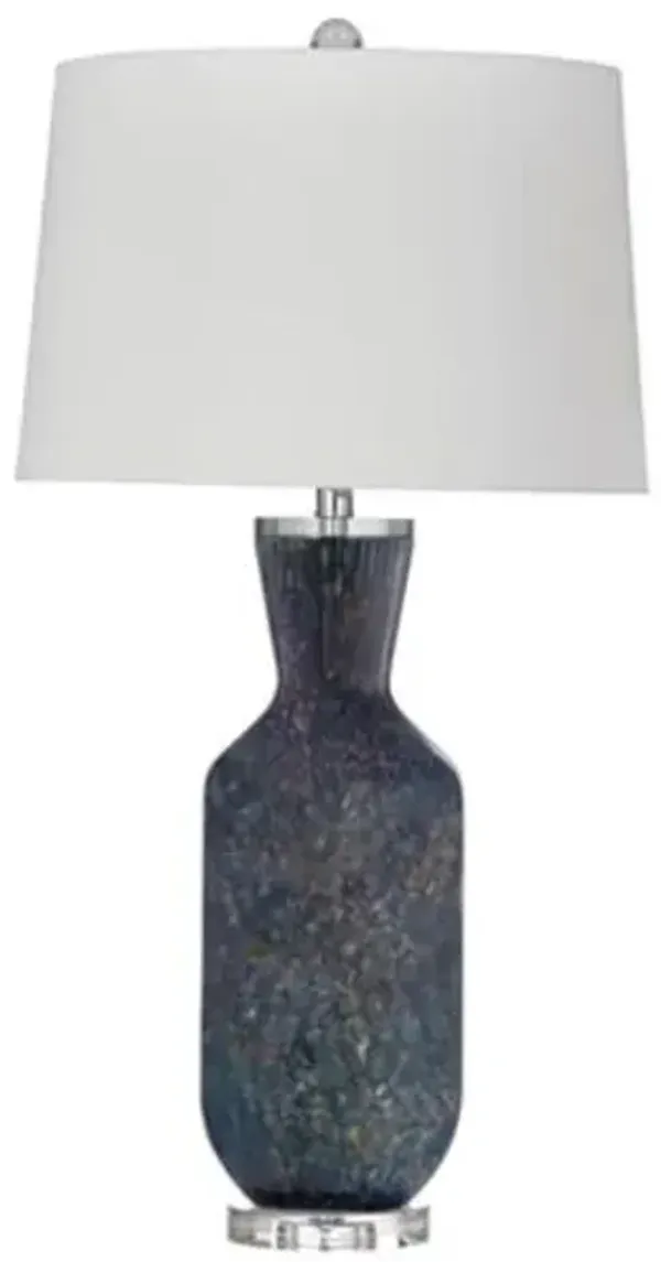 Ash Glass Table Lamp - Speckled Blue