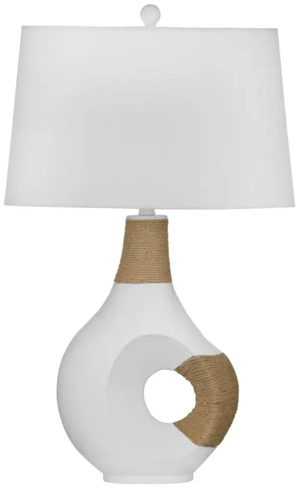 Zephyrine Rope Detail Table Lamp - Matte White/Natural