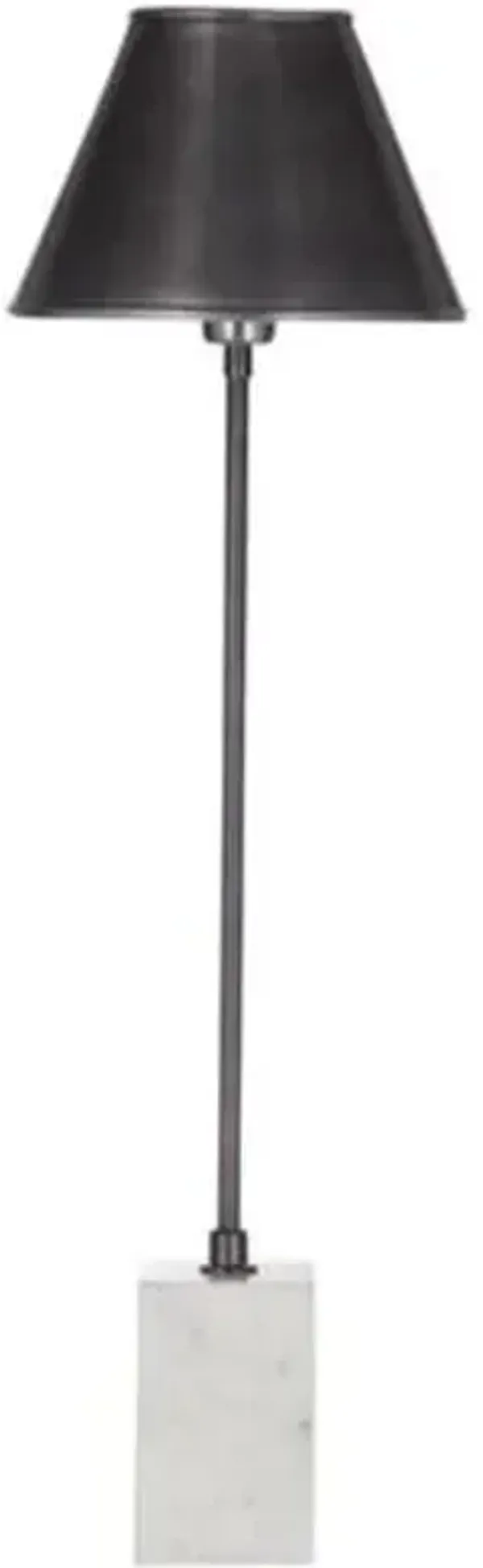 Halston Marble Table Lamp - White/Gunmetal - Black