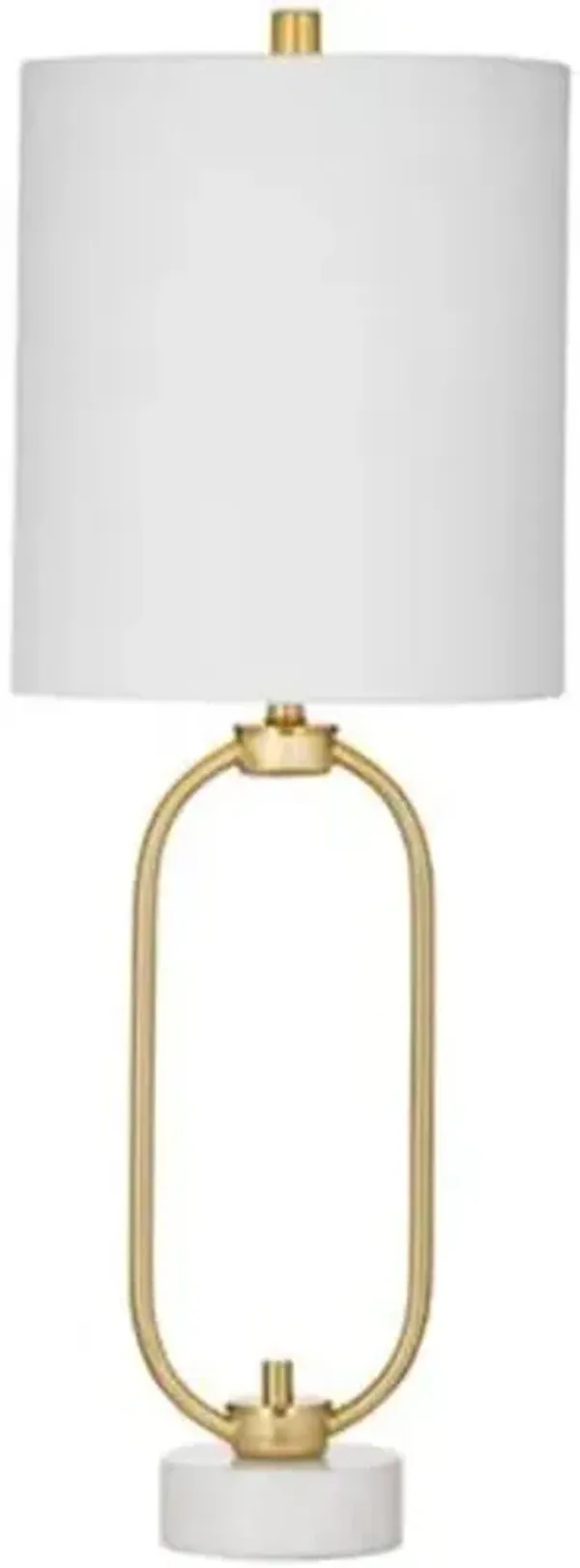 Elif Marble Table Lamp - White/Brass - Gold