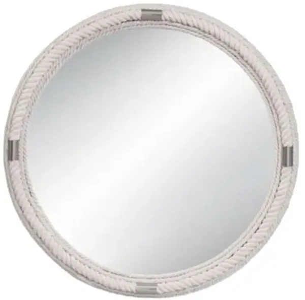Rachel 36" Round Wall Mirror - White Rope