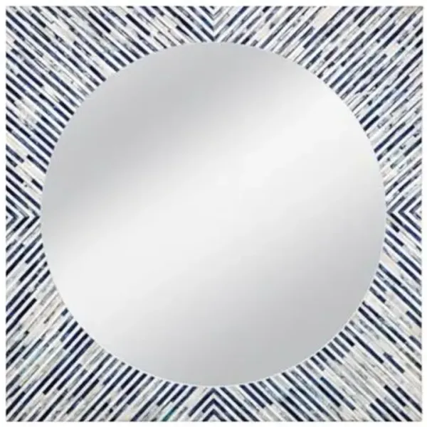 Zeva Bone Inlay Wall Mirror - Blue/Cream