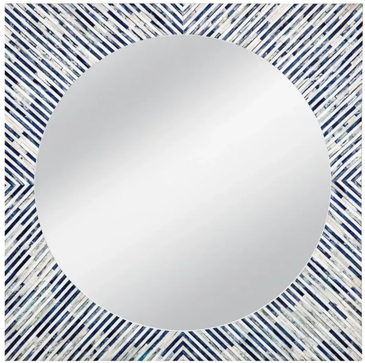 Zeva Bone Inlay Wall Mirror, Blue/Cream