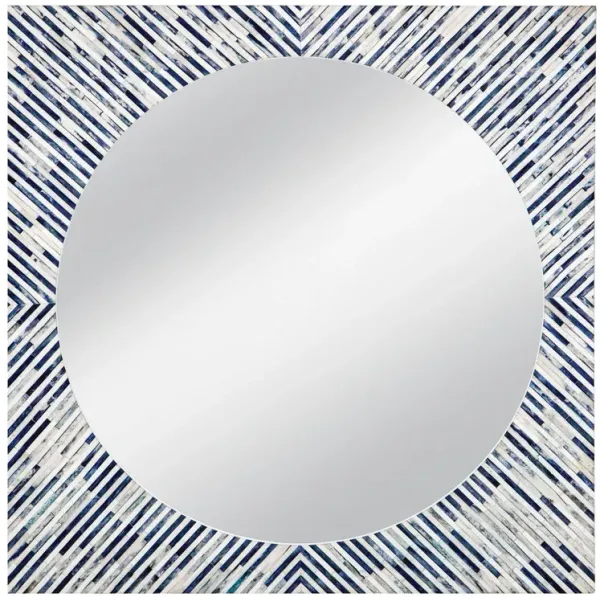 Zeva Bone Inlay Wall Mirror, Blue/Cream