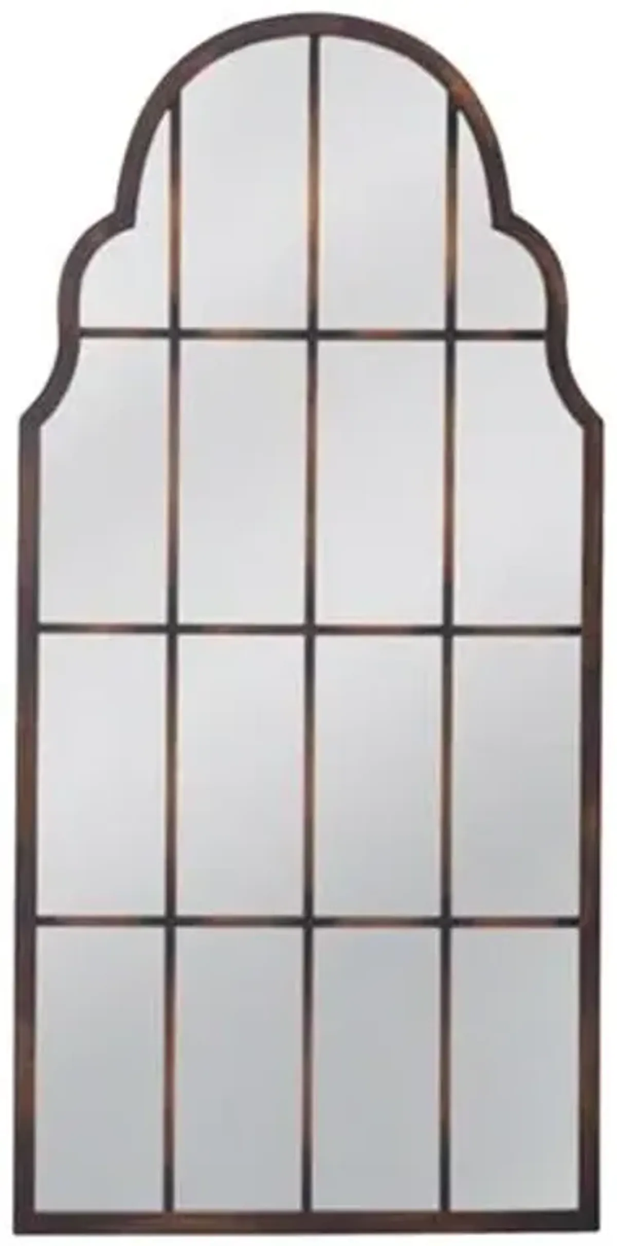 Danielle Scalloped Floor Mirror - Bronze - Brown