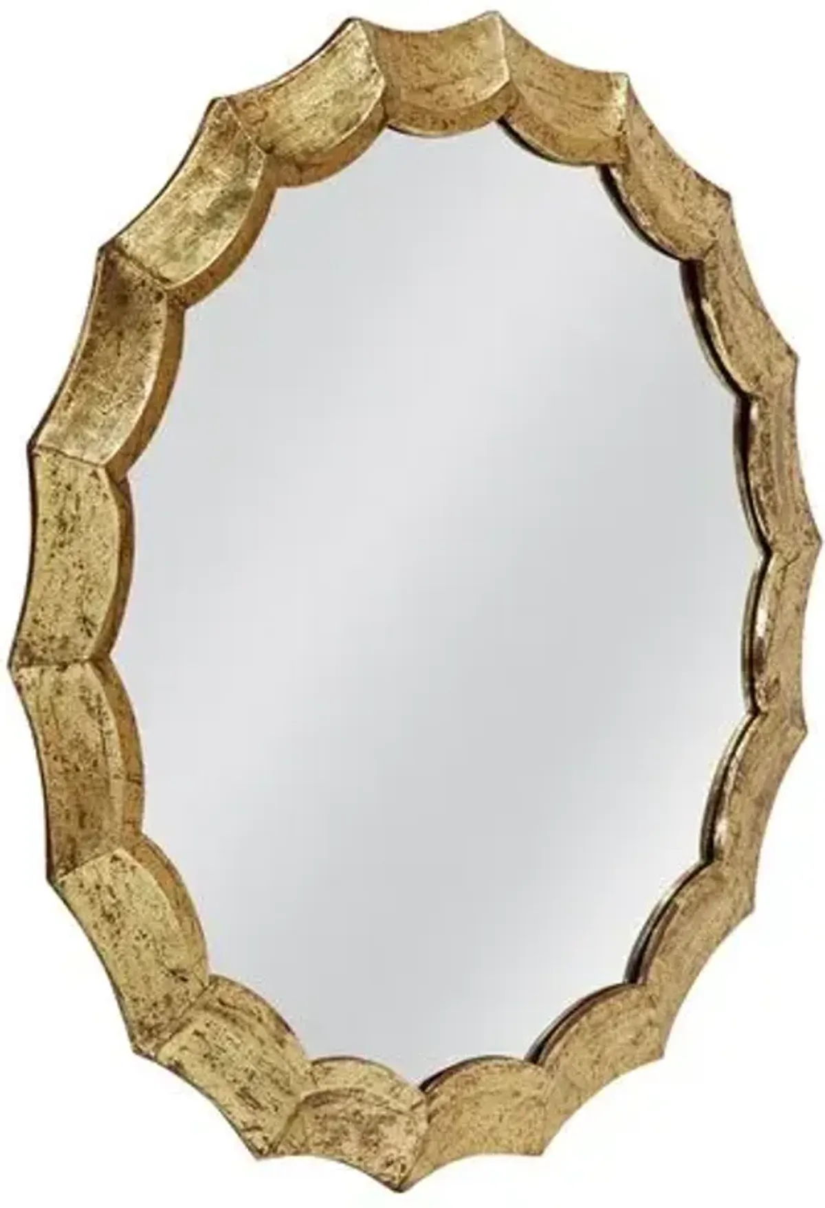 Amira 36" Round Scalloped Wall Mirror - Antique Gold