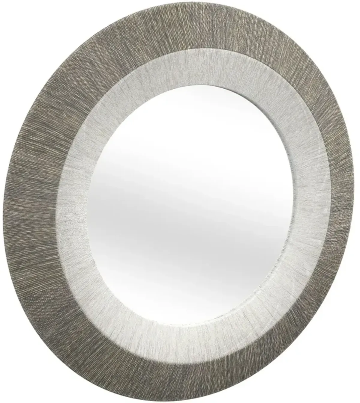 Natalie 48" Round Two-Tone Rope Wall Mirror, White/Gray