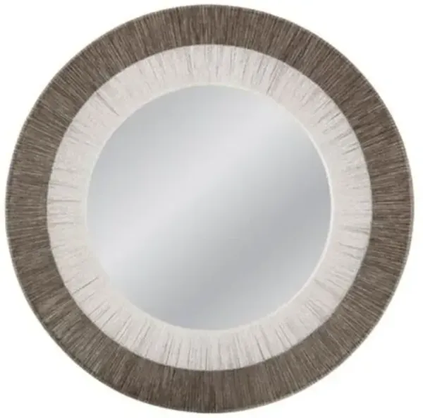 Natalie 48" Round Two-Tone Rope Wall Mirror - White/Gray