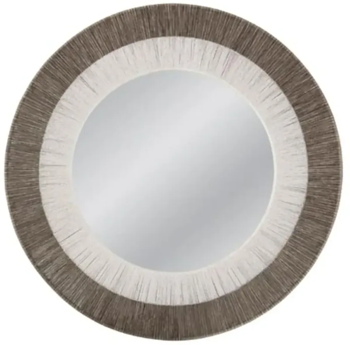 Natalie 48" Round Two-Tone Rope Wall Mirror, White/Gray