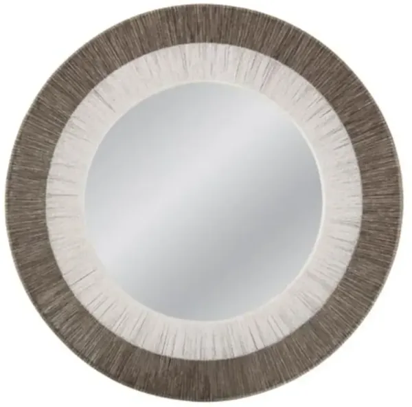 Natalie 48" Round Two-Tone Rope Wall Mirror, White/Gray