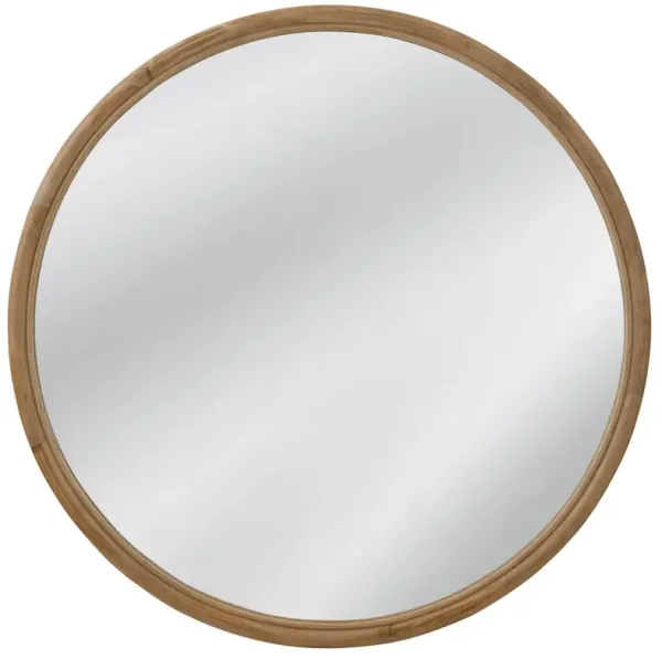 Simon 48" Round Rattan Wall Mirror, Natural