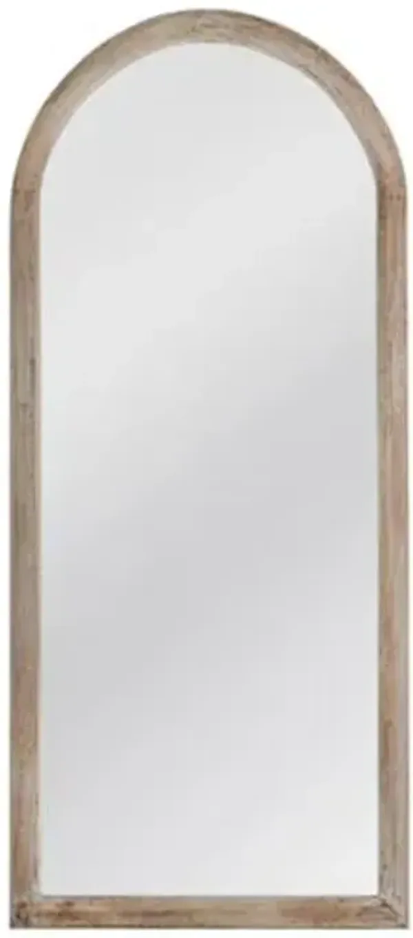 Kyle Arched Floor Mirror - Natural White Wash - Brown