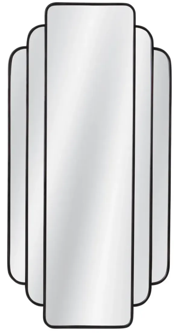 Emma Art Deco Wall Mirror, Matte Black