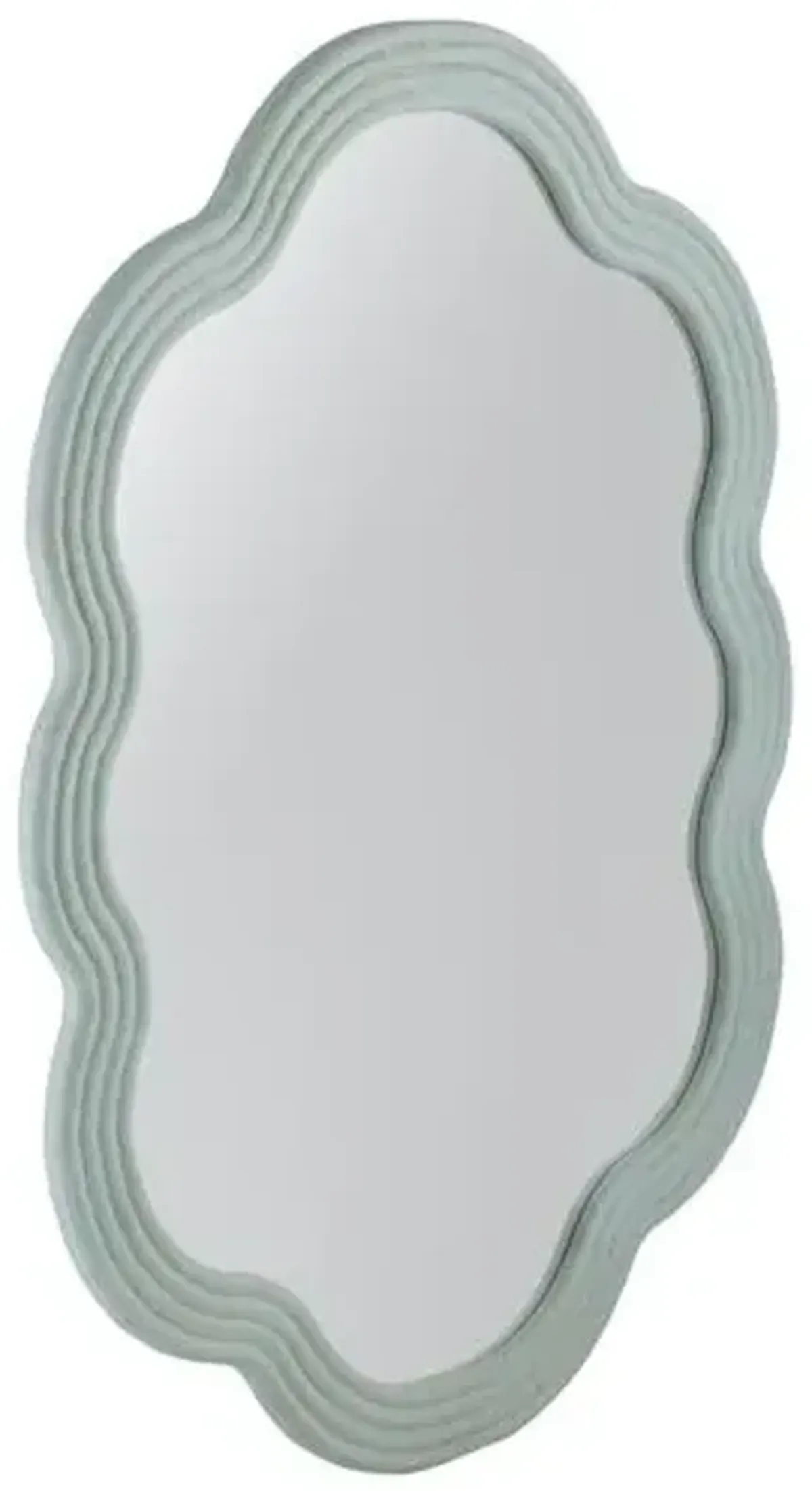 Derek Wavy Oval Wall Mirror - Matte Light Blue